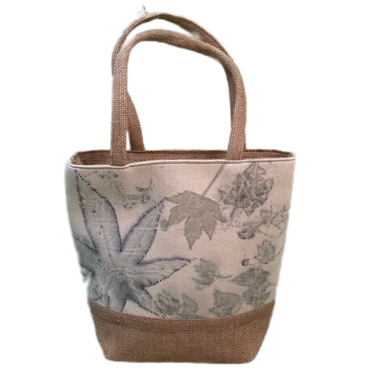 Tas wanita ecoprint bahan kanvas/goni