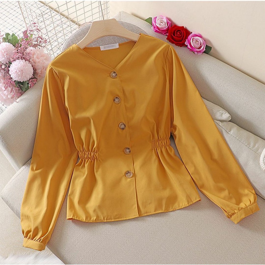 DEYAN - Viola top kemeja wanita kerut samping