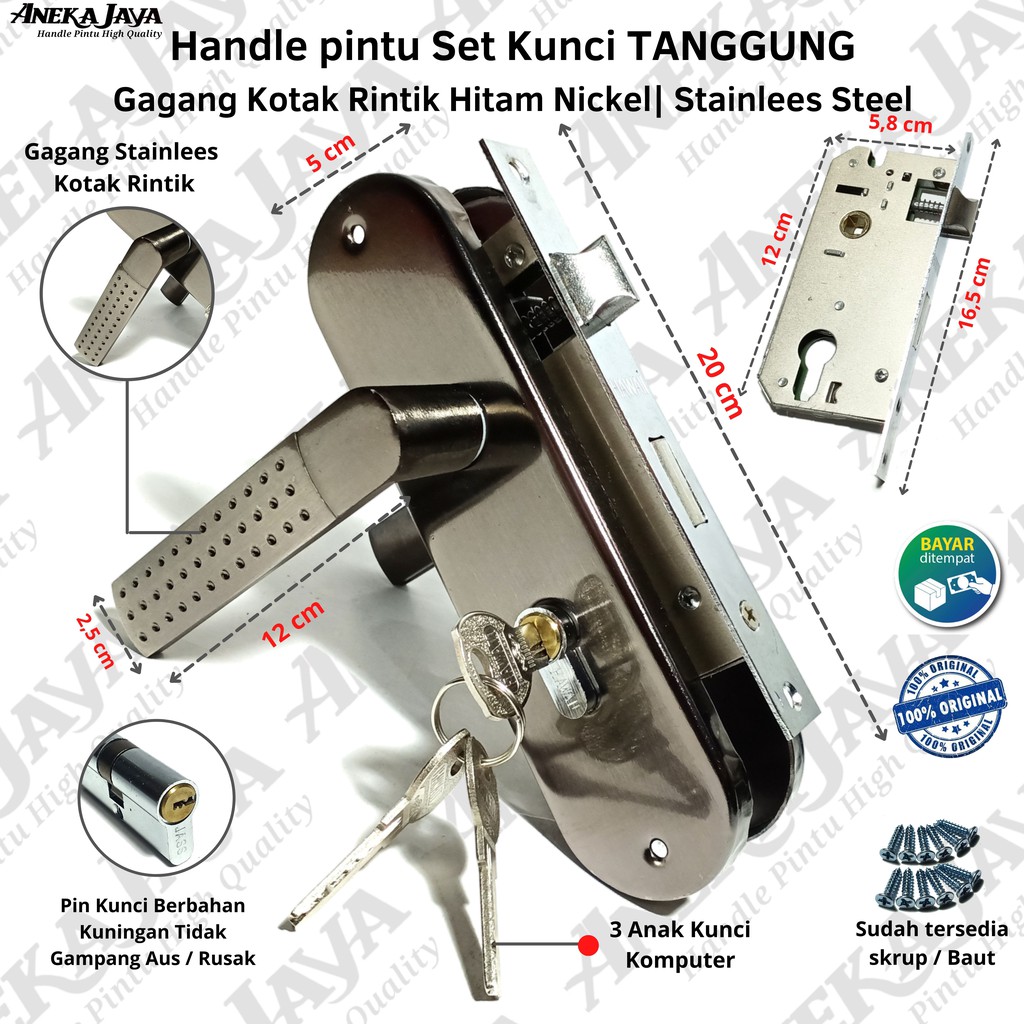 Handle Set Kunci / Body ongkel / Kunci Pintu ukuran Tanggung / gagang
