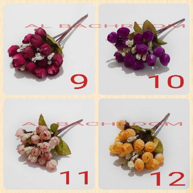 BUNGA PLASTIK MAWAR KUNCUP HIAS ARTIFICIAL B8033 DEKORASI BUNGA ARTIFICIAL  MURAH IMPORT ROSE MINI