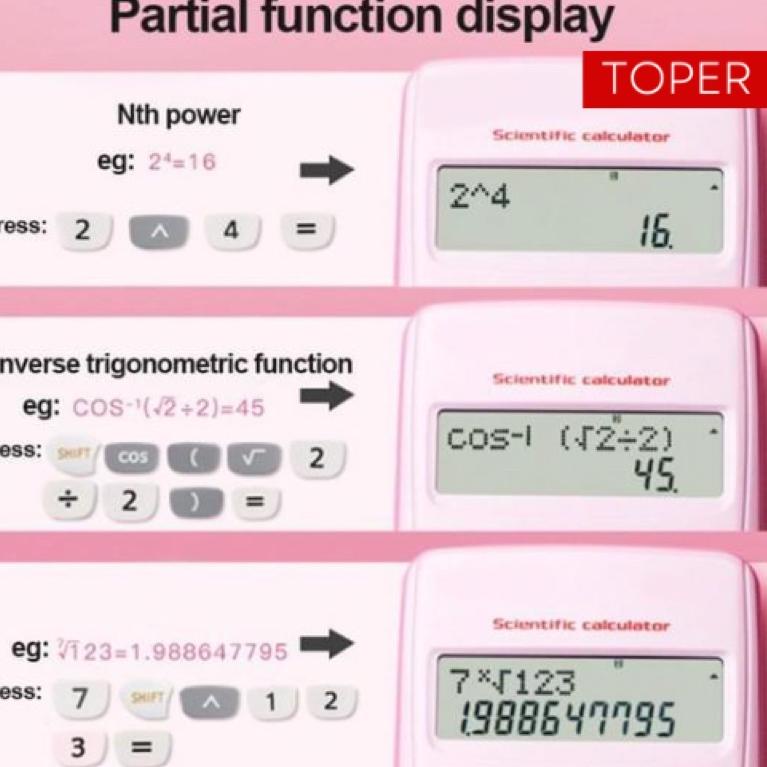 

Recomended.. TOPER Kalkulator Scientific Calculator Sin Cos Tan Function Aesthetic Estetik 36