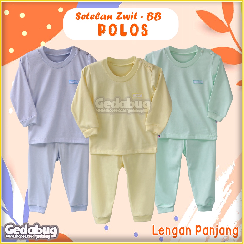 PANJANG Setelan Piyama Anak Zwit BB Polos | Setelan Oblong Bermain Anak | 100% Katun GEDABUG