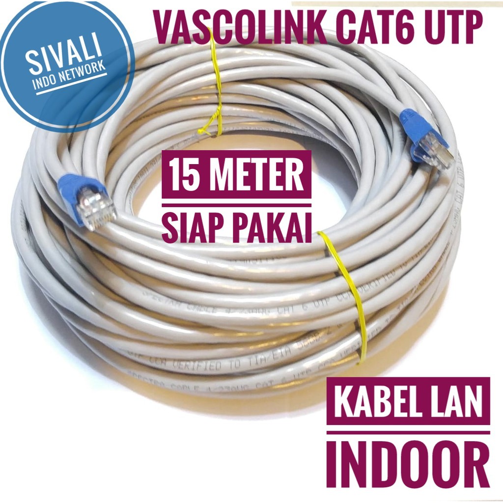 15 METER VASCOLINK KABEL LAN UTP CAT6 SIAP PAKAI