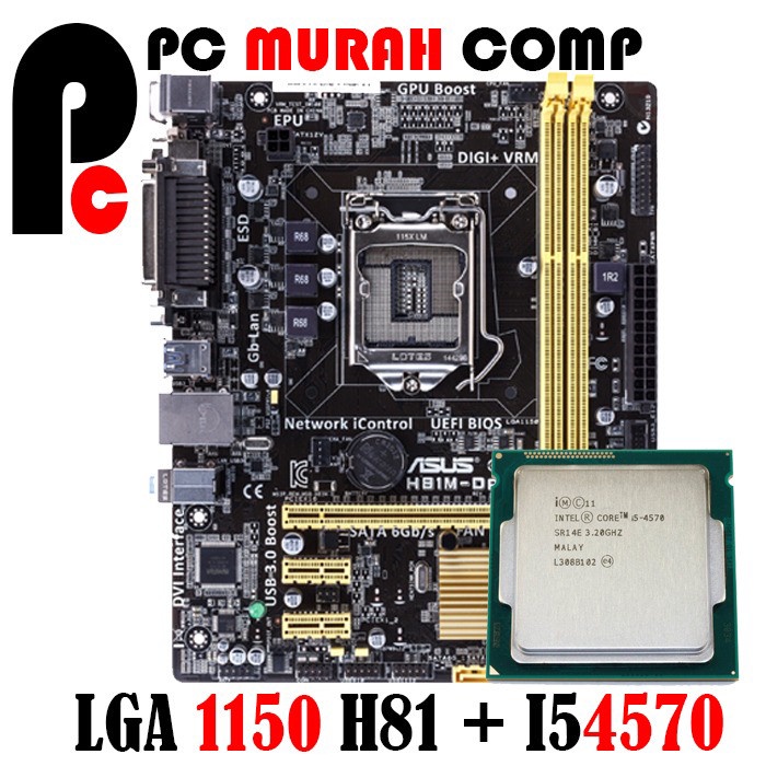 Mainboard Motherboard Mobo 1150 H81 PROCESSOR I5 4570 Paket