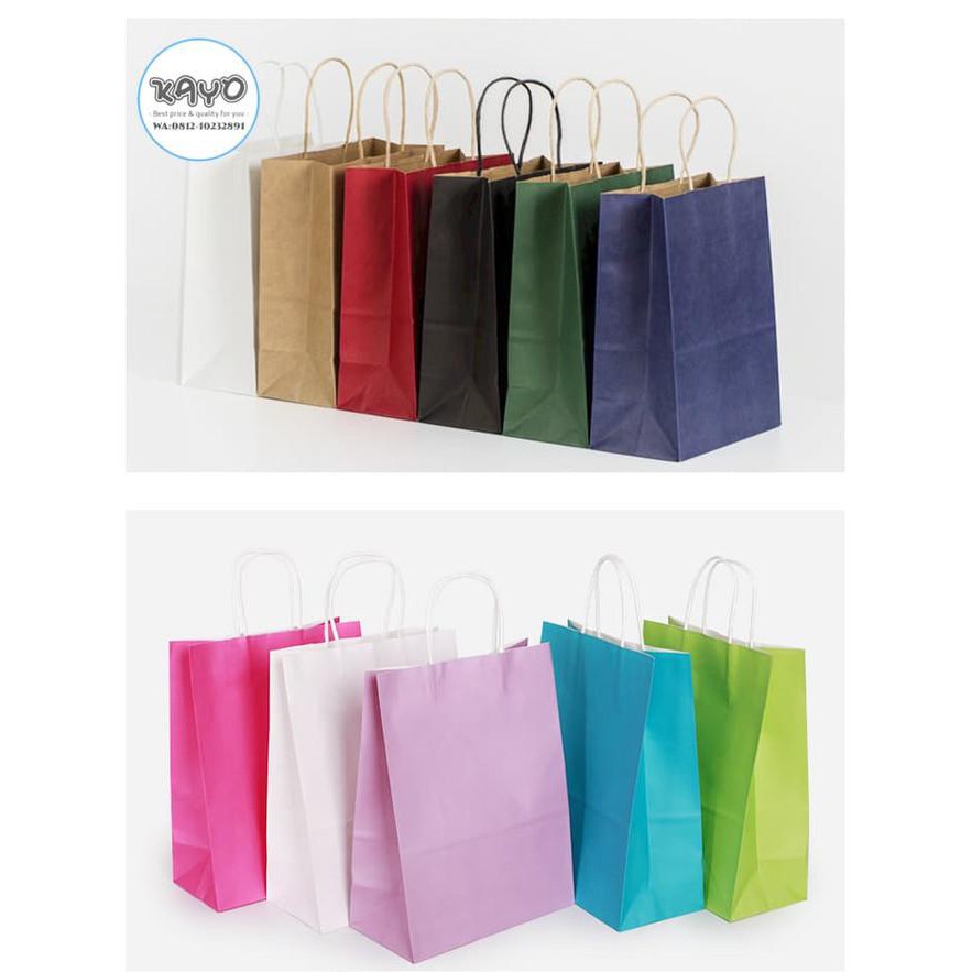

PAPER BAG WARNA Kantong karton polos, kantong kotak souvenir KAYO - Putih