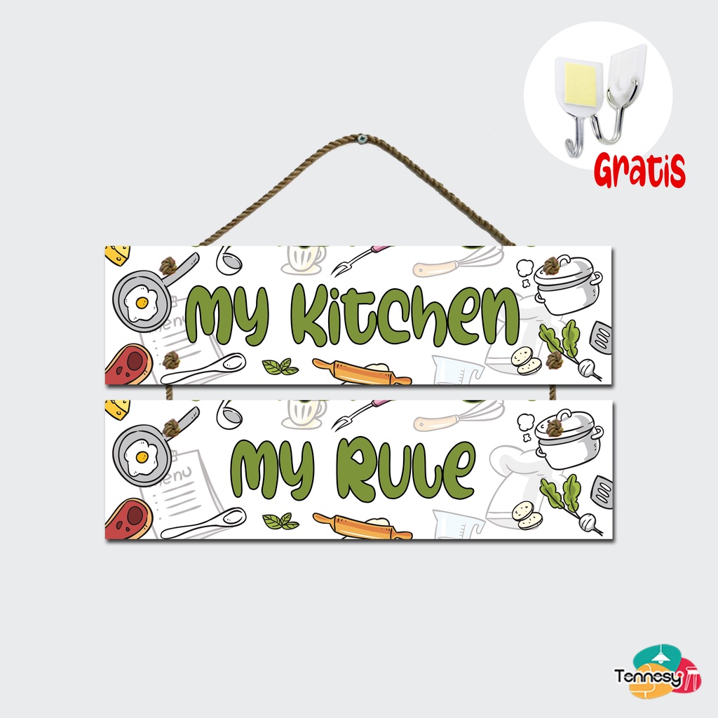 TENNESY HIASAN DINDING KITCHEN DAPUR SUSUN 2 PANEL 30x8CM PAJANGAN KAYU POSTER DEKORASI DINDING DAPUR INTERIOR RUMAH