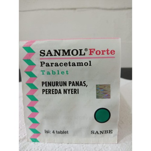 SANMOL Forte Strip - Obat Demam Parasetamol Anti Nyeri 4 Tablet