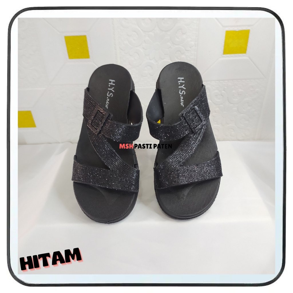 Hys Sandal Wedges Selop Tali Dua Wanita Impor Ori