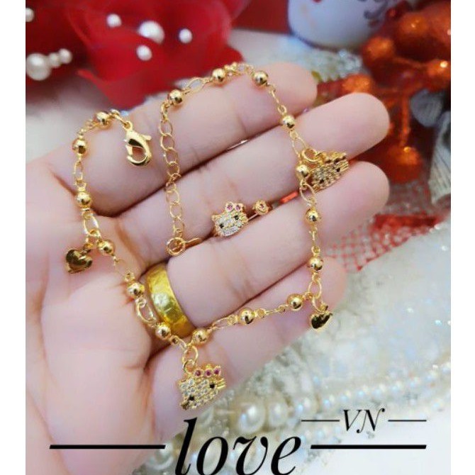(NOV) TERMURAH Set Perhiasan ANAK Lapis Emas Xuping Gelang Cincin Hello Kitty Permata Gold Titanium