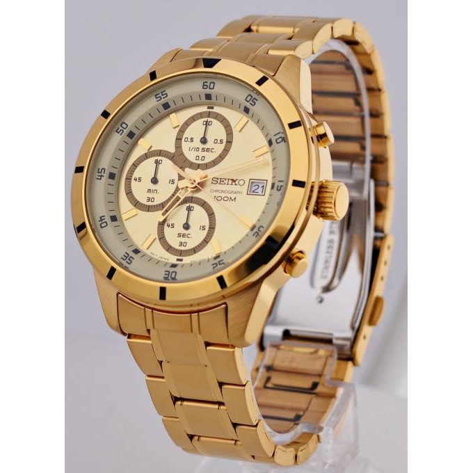 Seiko Quartz SKS566P1 Chronograph Gold Polished - Jam Tangan Pria SKS566