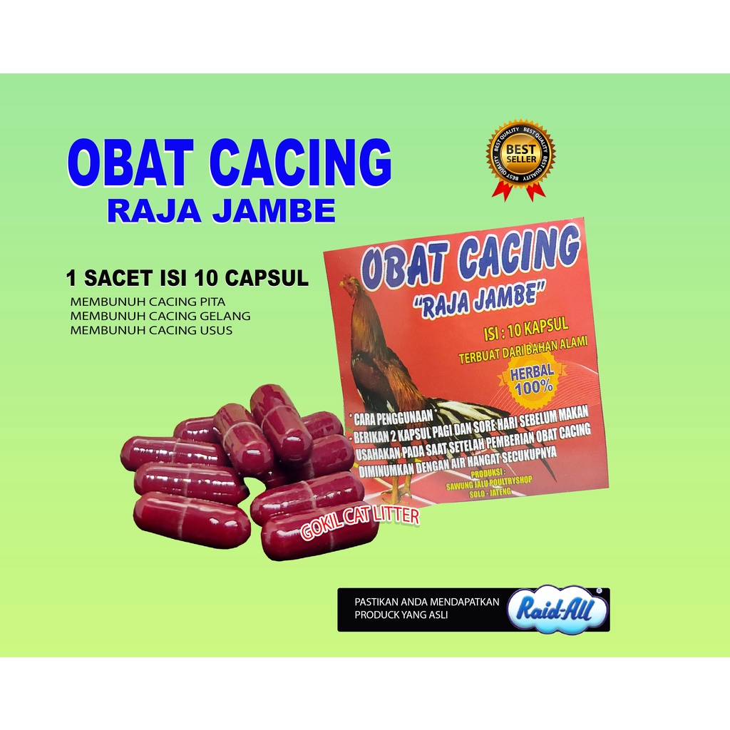 OBAT CACING AYAM-RAJA JAMBE-MEMBUNUH CACING PITA,GEKANG,USUS,-