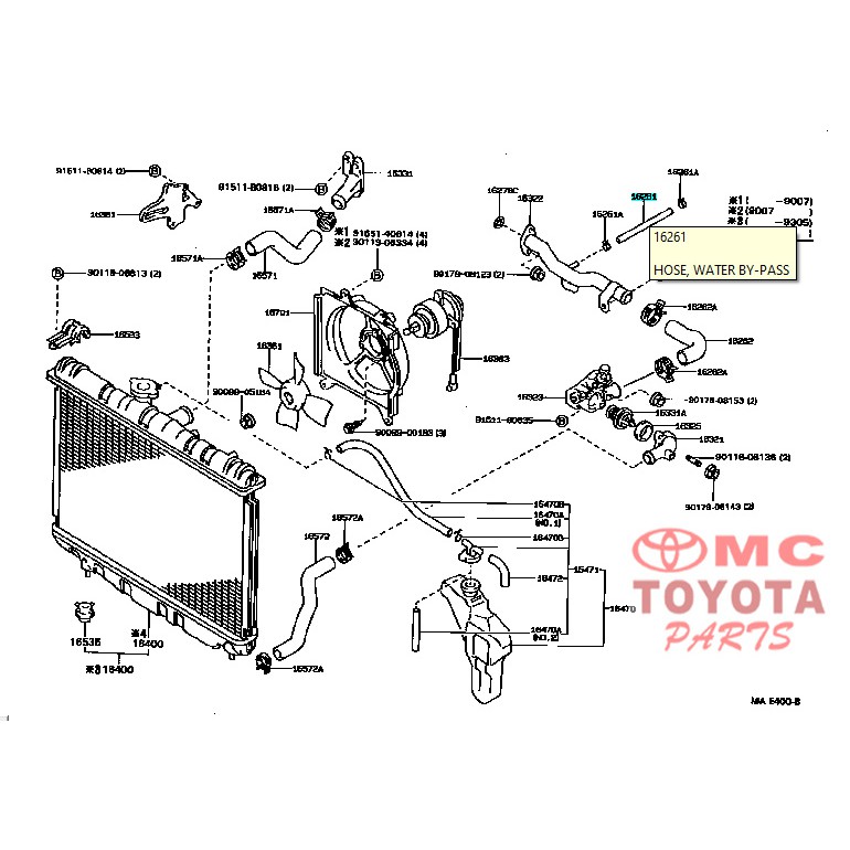 Selang Air Water By-Pass Corolla Hilux Land Cruiser 99555-10200