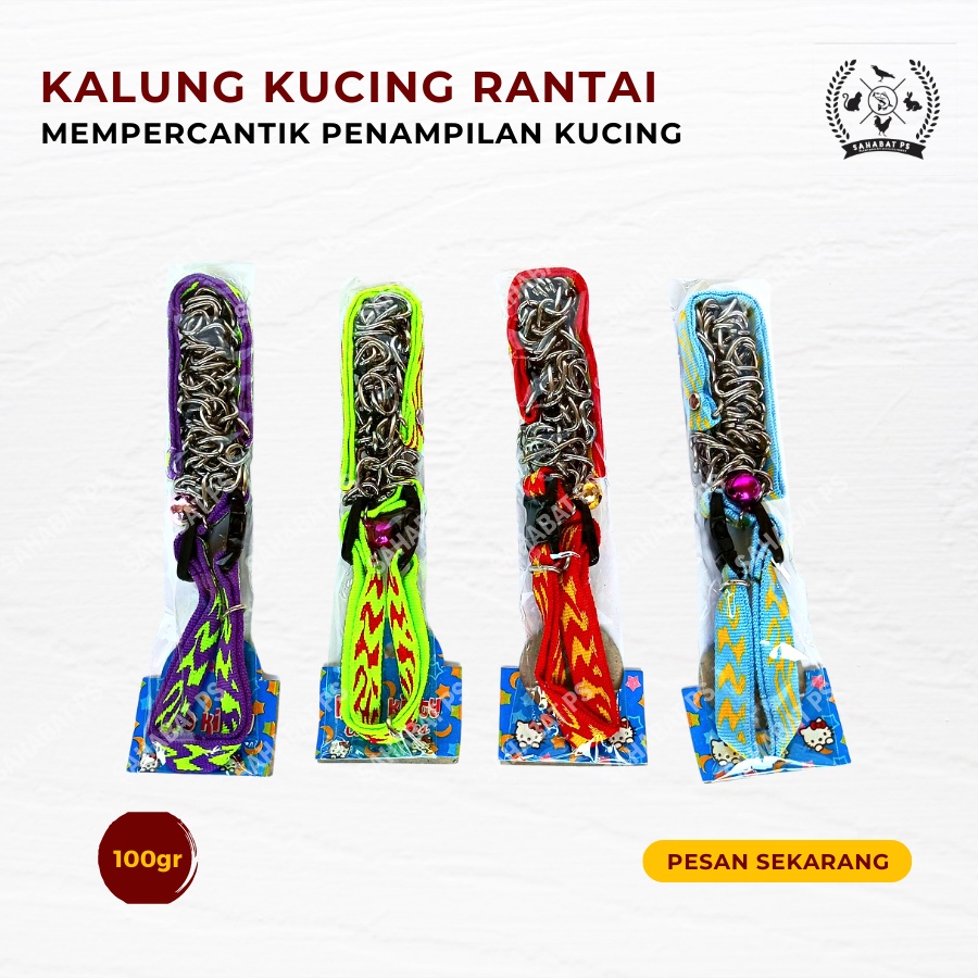 KALUNG KUCING ANJING KECIL DENGAN RANTAI