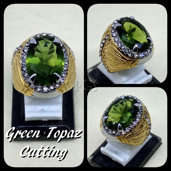 CINCIN BATU AKIK PERMATA GREEN TOPAZ CUTTING MEWAH, ELEGAN, DAN TERMURAH !!!