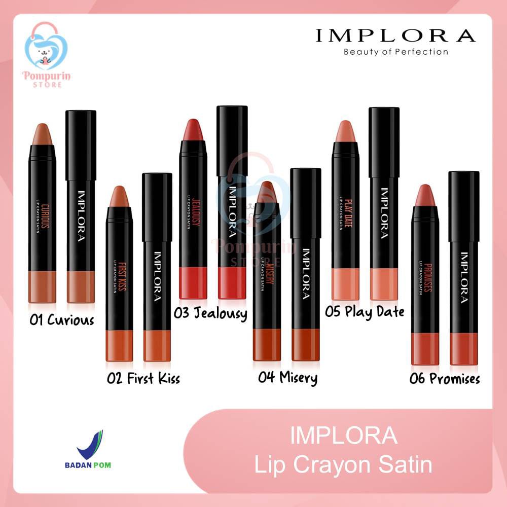 Alny Hijab - Implora Lip Crayon Satin / Lipstick / Lip Cream Lipcrayon Bpom