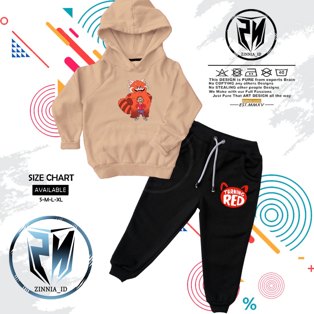 ONE SET JAKET HOODIE ANAK LOGO kartun disney PIXAR turning red & Mei Lee / SETELAN ANAK Turning RED