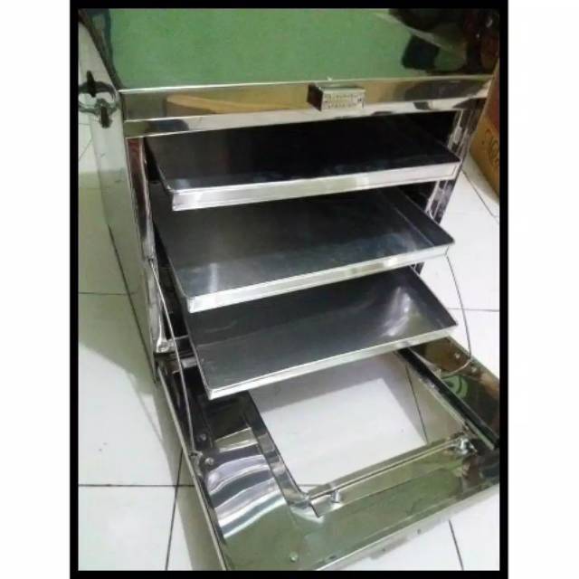 OVEN STAINLES BESAR 42 SUSUN 3 FREE LOYANG ALUMUNIUM / PENGUKUS BOLU / PERALATAN KUE