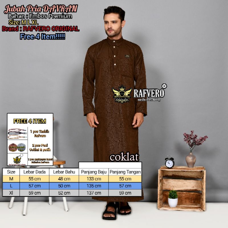 Jubah Pria DAVRAN ORIGINAL RAFVERO - Jubah Pria Terbaru - Jubah Pria Embos