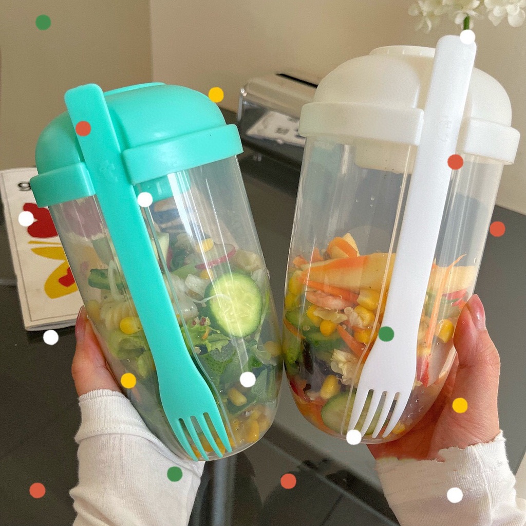 MASON Kotak Makan Siang Bento 1000ml Bahan Plastik Portabel Dengan Garpu Untuk Travel