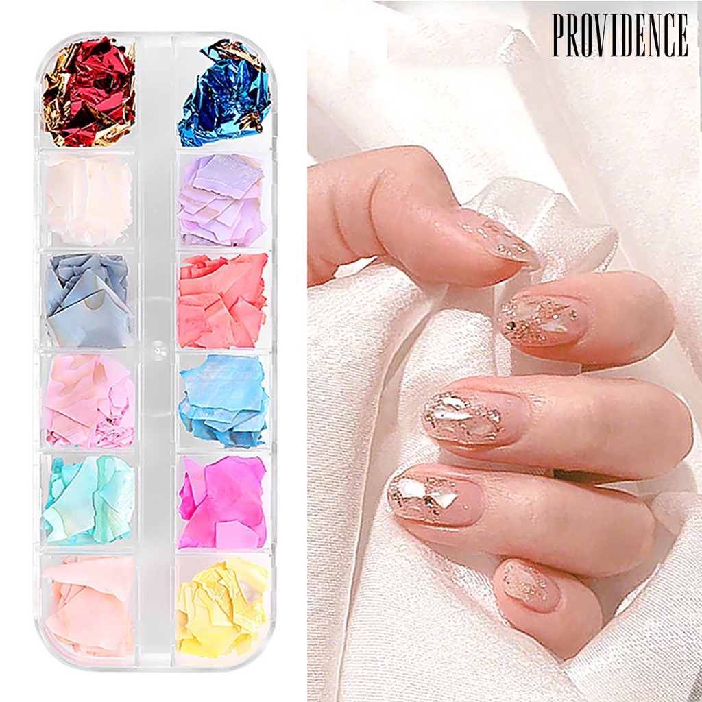 Providence 12 Mix Colors Shiny Charming Attractive Shell Nail Art Sequins for Party