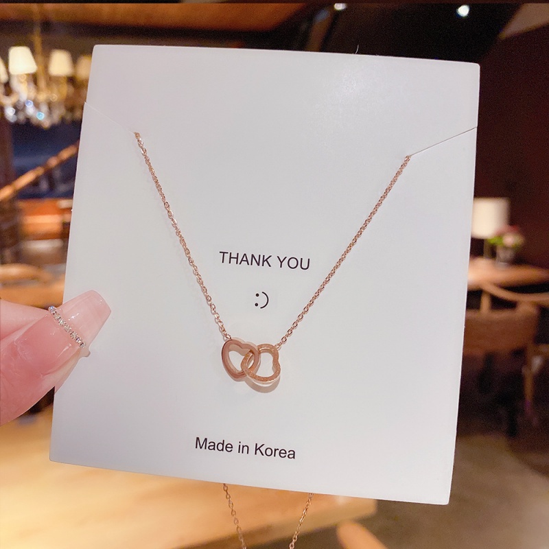 Xiaoboacc Kalung Rantai Klavikula Cinta Baja Titanium Fashion Wanita