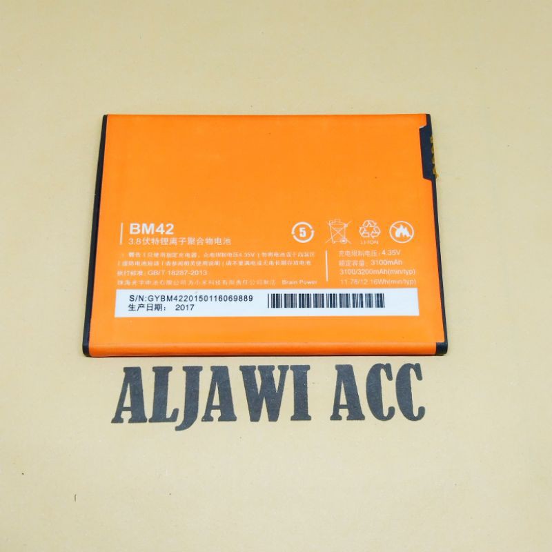 Baterai Bt Batre Battery Xiomi Xiaomi Redmi Note 1 BM42 BM-42 Original Battery Hp