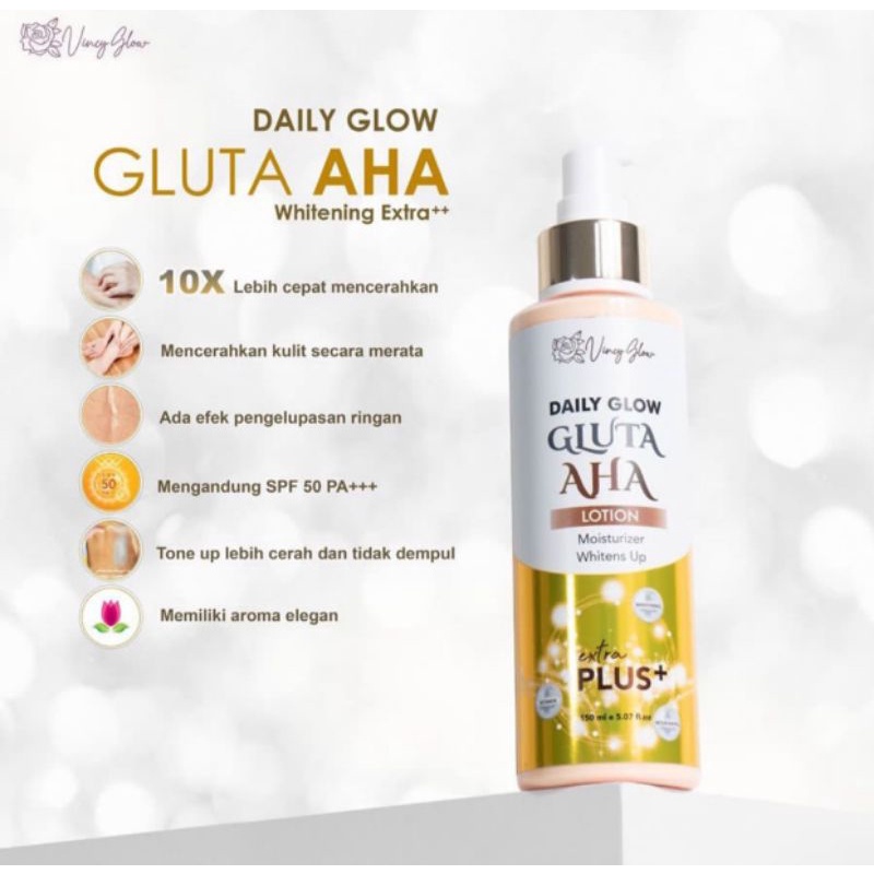 Vincy Glow Daily Glow Gluta AHA HB Lotion Whitening Extra