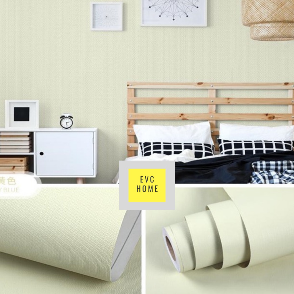 EVCHOME 45CM x 5M Wallpaper Sticker 3D Dinding KOREA PREMIUM - Wallsticker Emboss-Pale Yellow