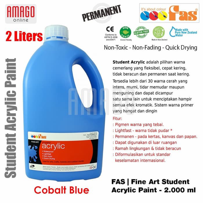 FAS - STUDENT ACRYLIC PAINT - 2 LITER - COBALT BLUE