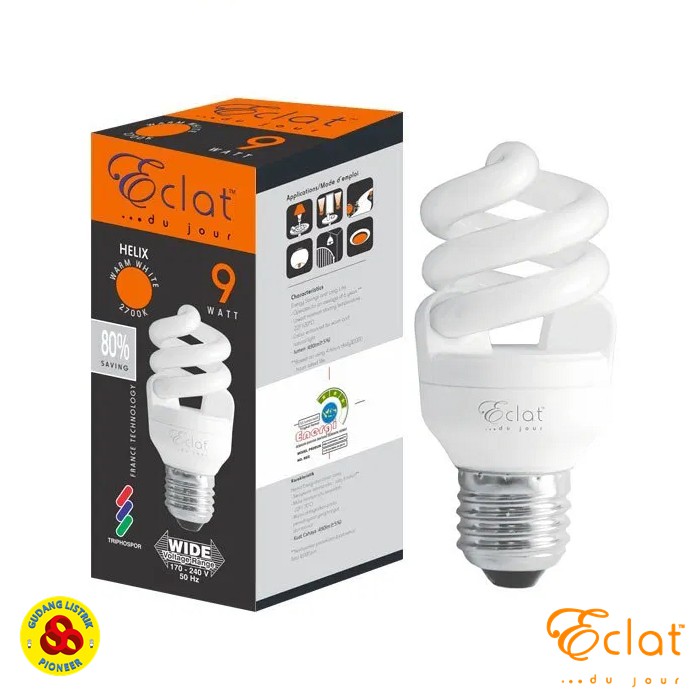 Eclat Helix 9W Kuning E27 Lampu Hemat Energi Spiral 9 Watt Warm White