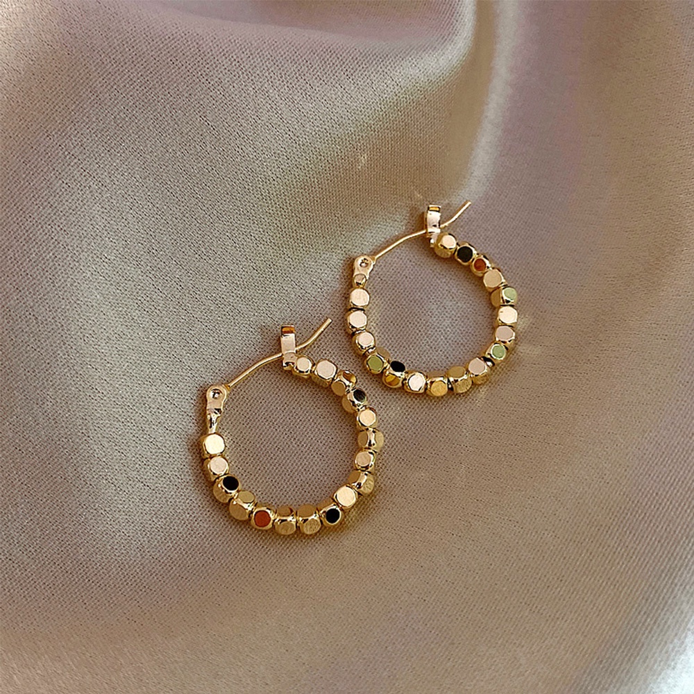 Needway  Parties Round Earring Women Fashion Jewelry Hoop Earrings Gold Color Hollow Out Korean Gifts Temperament Vintage Metal Ball/Multicolor