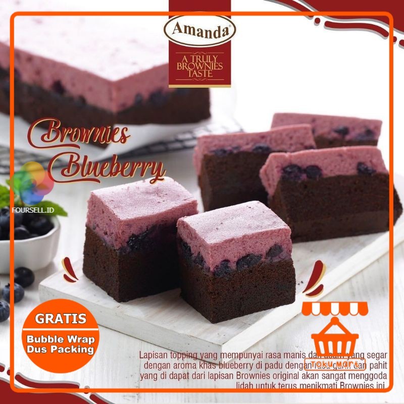 Brownies Amanda BLUEBERRY (PACKING AMAN) - Amanda Brownies Kukus Oleh Oleh Bandung Kue Bandung