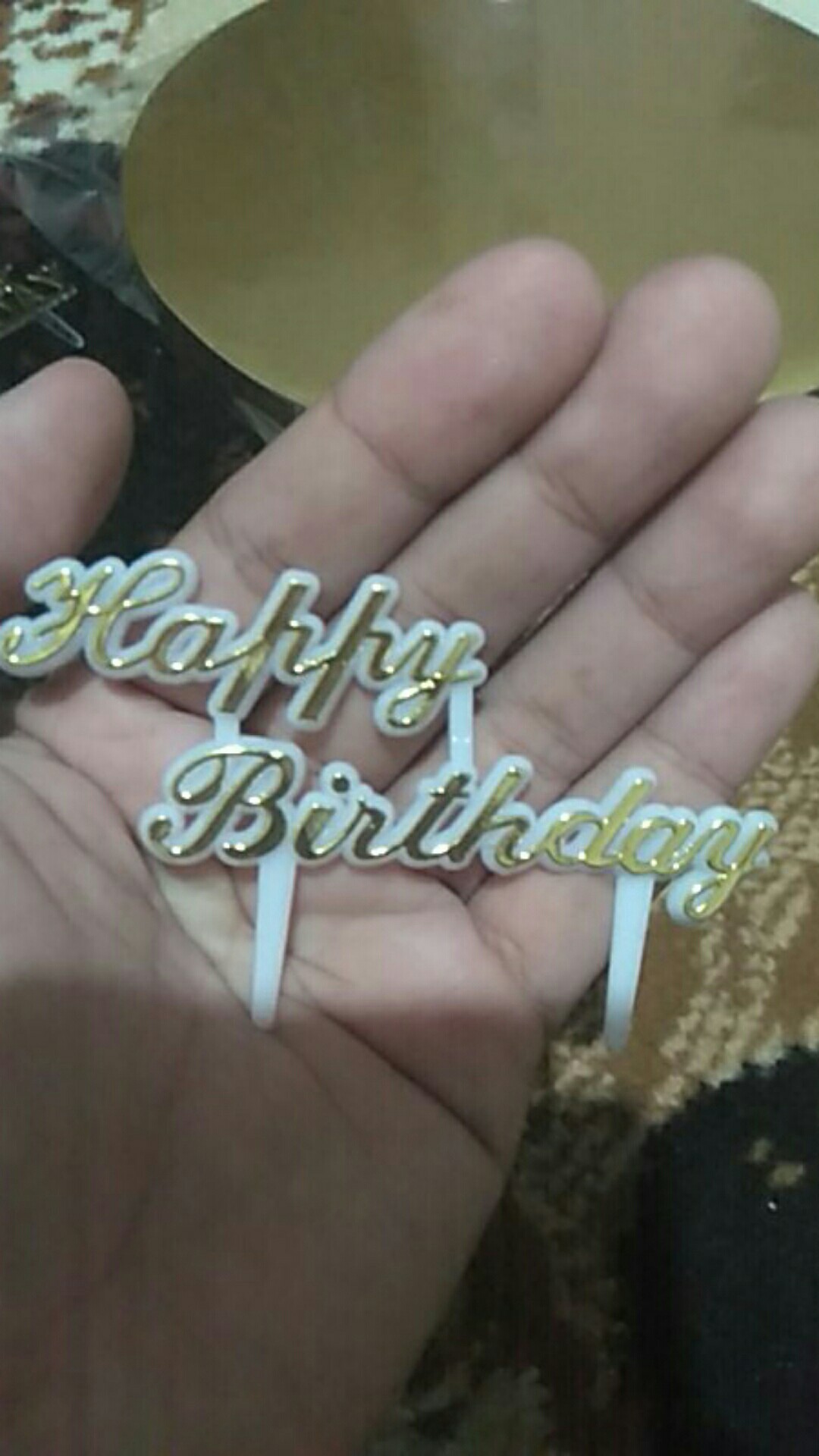 Tsk T97 - Hiasan Tusukan Kue Tulisan Happy Birthday Emas