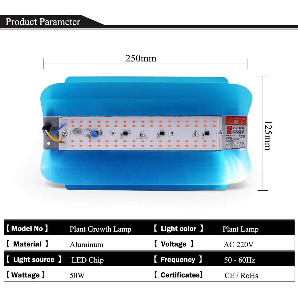 Lampu Tanaman Hidroponik Waterproof Led Grow Light Hydroponic 50W 220V