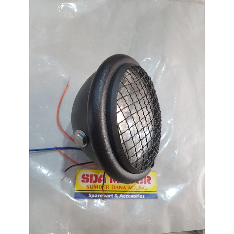 Lampu depan CB jaring Ram Reflektor Japstyle model jaring Ram Hitam doff