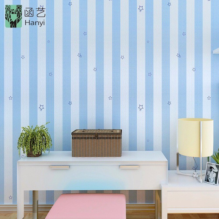 Wallpaper Sticker Dinding Garis Biru Bintang