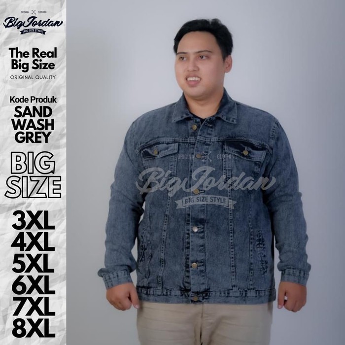 PAPMART - Jaket Jeans Jumbo, Jaket Jeans Bigsize, Jaket Jeans besar 4XL,5XL,6XL,7XL,8XL