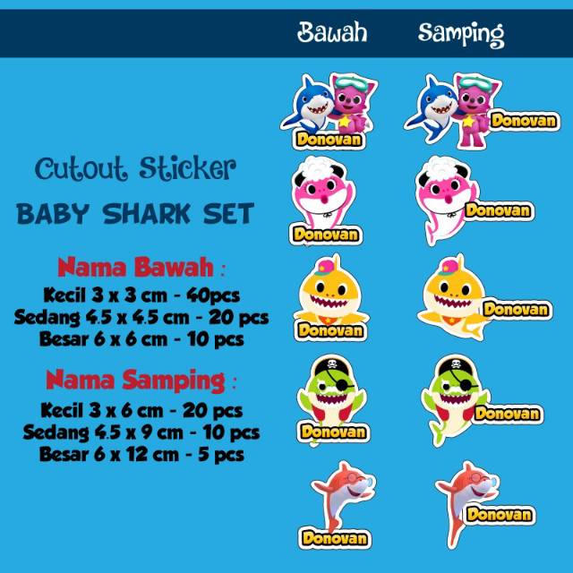 

Label Nama Cut Out Baby Shark Waterproof