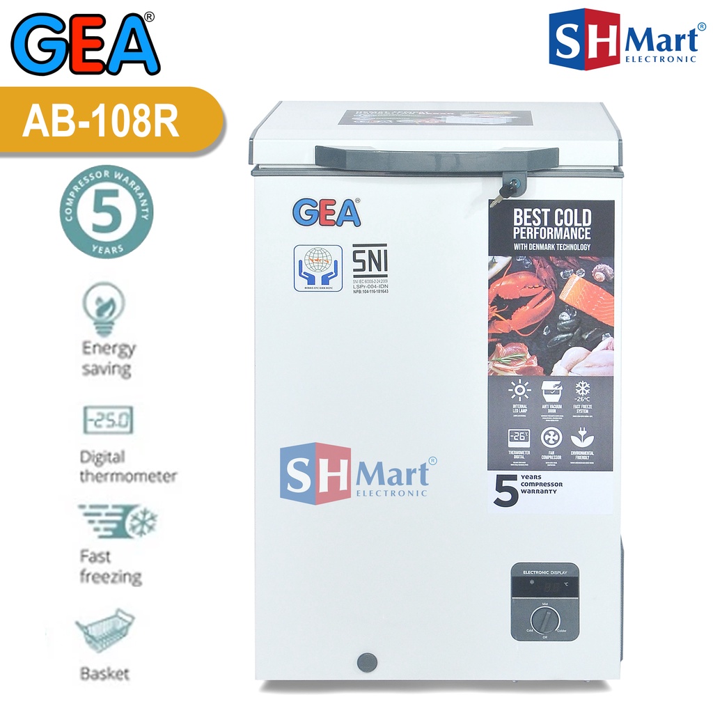 GEA FREEZER CHEST FREEZER AB 108 R - PUTIH - 100 LITER AB-108R (MEDAN)