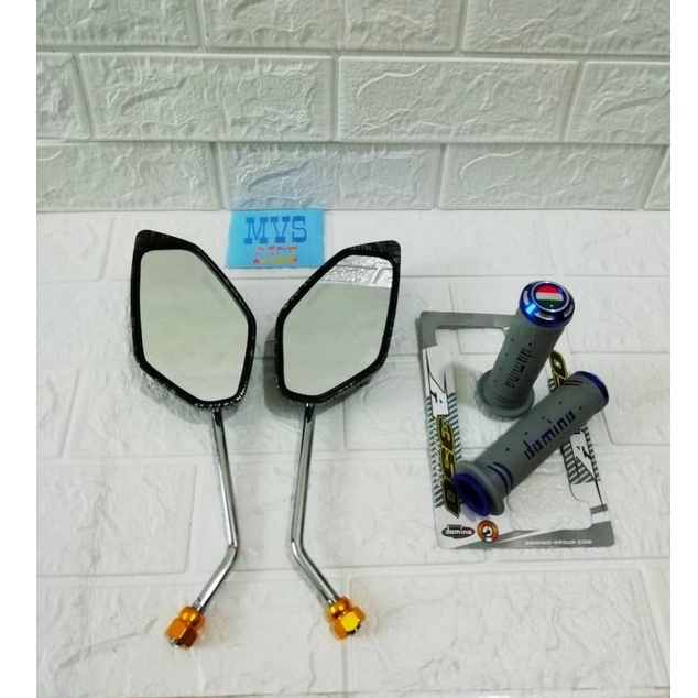 Spion Jupiter Tangkai Crom Panjang + Handgrip Jalu - Jupiter Z, Mio M3, Mio Gear, Mio Smile, Mio Sou