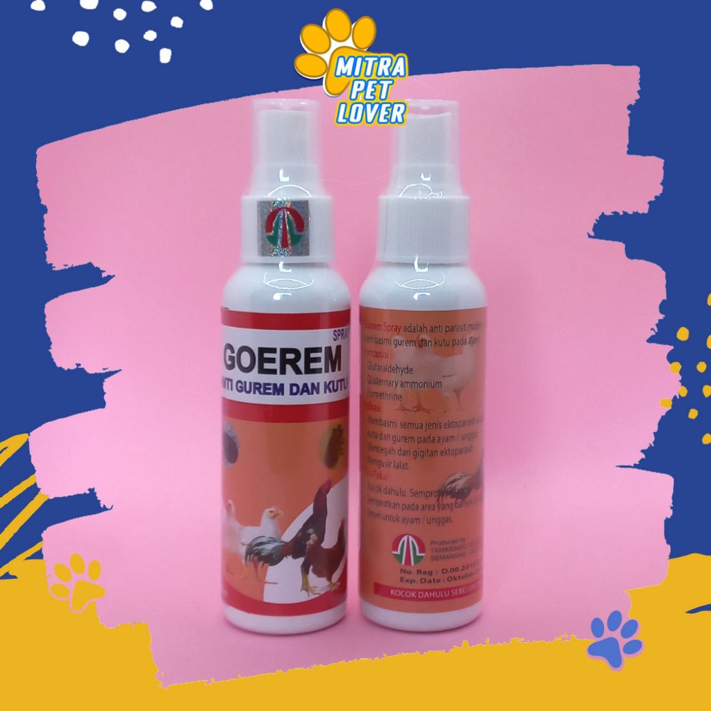 OBAT SEMPROT MEMBASMI GUREM AYAM UNGGAS BEBEK - GOEREM AYAM SPRAY 120 ML ORIGINAL - CEGAH EKTOPARASIT  KUTU JAMUR , USIR LALAT PADA CHICKEN - MURAH ASLI GARANSI KUALITAS - PET ANIMAL  HEALTHCARE AND VETERINARY TAMASINDO VITAMIN TERNAK HEWAN MITRAPETLOVER