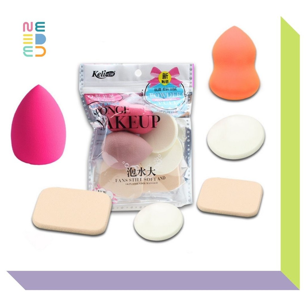 NEEDED.ID JKT | Spons Make up 1 Set Isi 6 Pcs / Beauty Blender / Make Up Sponge Set