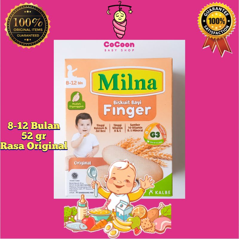 Snack Camilan Biskuit Bayi Milna Finger Original 52 g