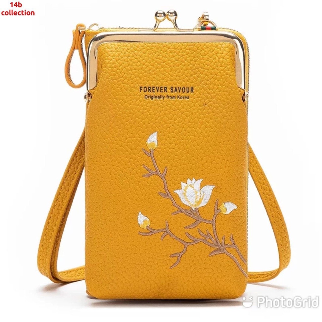 Tas Selempang HP Premium Bunga Bordir Mewah Embroidery Meychan Sakura