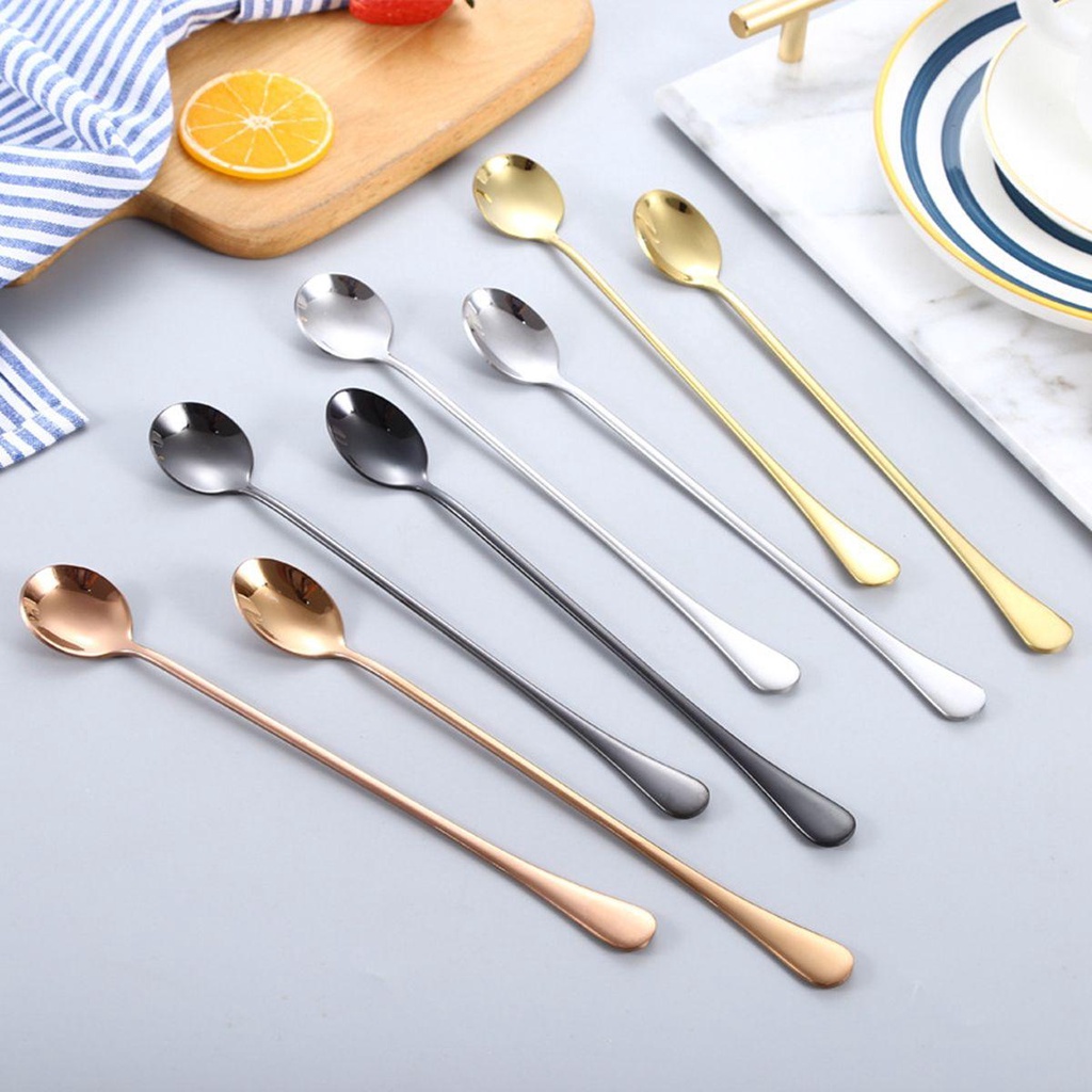 [Elegan] Sendok Teh Dapur Rumah Es Krim Gagang Panjang Scoop Juice Stirring Tool