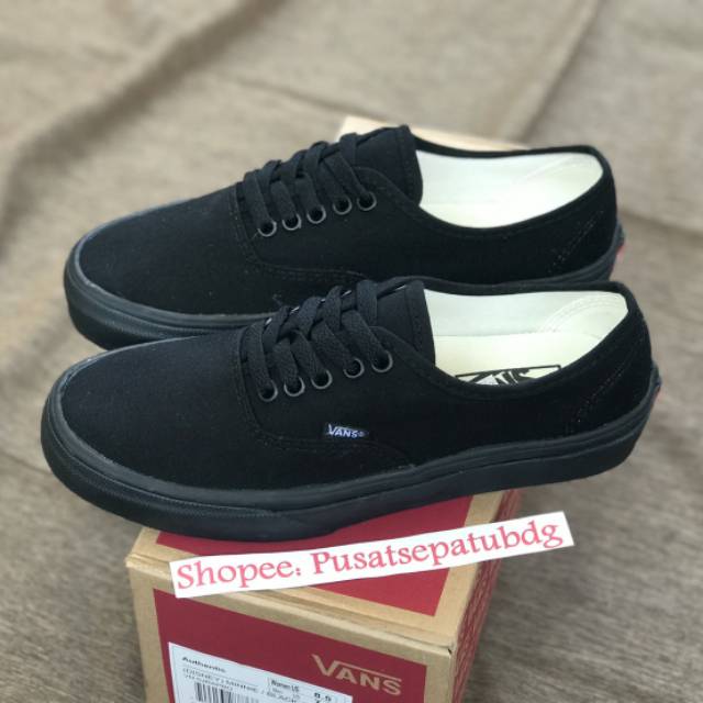 OBRAL VANS AUTHENTIC PREMIUM ALL BLACK FULL HITAM WAFFLE DT