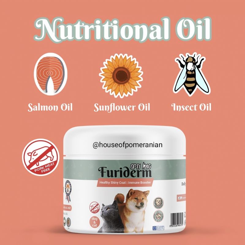 optimag FURIDERM vitamin anjing kucing bulu kulit sehat imun kuat salmon sunflower oil