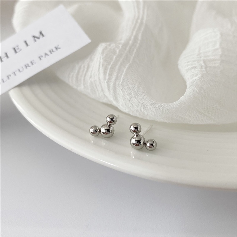 Magic789 Lovely Girls S925 Silver Beaded Mickey Earrings for Women Fashion Ear Jewelry