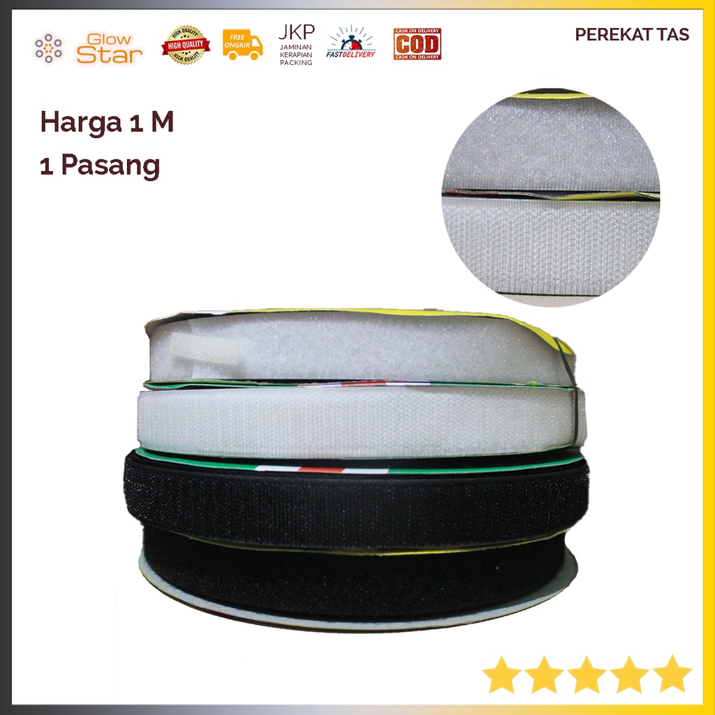 Perekat Kretekan Velcro Strap Magic Tape Pengikat Perepet Kain Kretekan Tas 25 50mm 2,5 5 cm Meteran atau setengah meteran