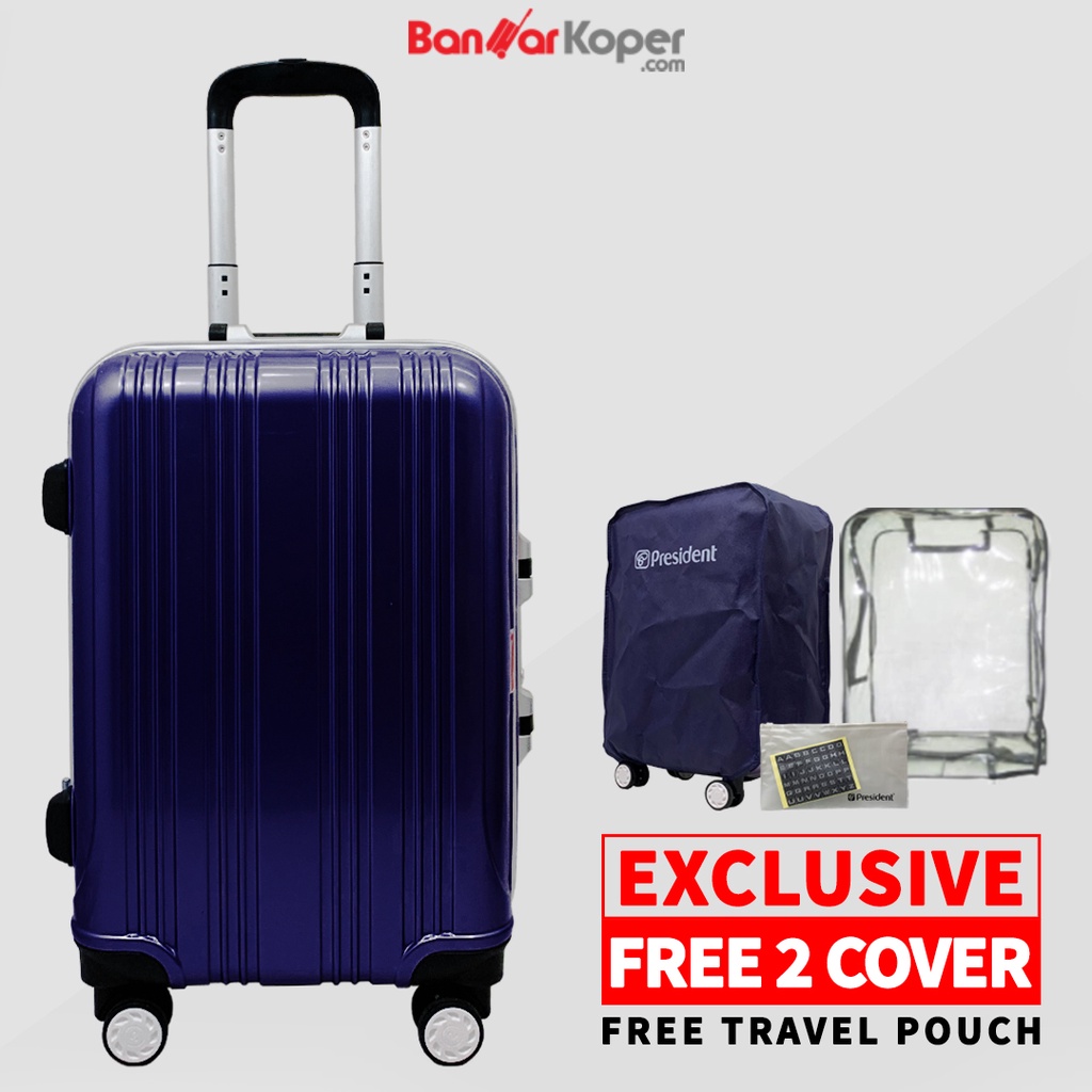 Tas Koper President E82 Original Koper 22 Inch Royal Blue Hardcase Polycarbonate Anti Pecah Nonzippe